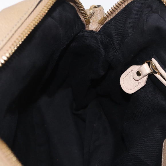 Chloe Paraty Hand Bag Leather Beige Gold Tone Auth mr3069
