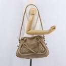 Chloe Paraty Hand Bag Leather Beige Gold Tone Auth mr3069-28