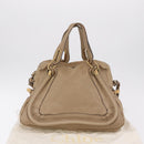 Chloe Paraty Hand Bag Leather Beige Gold Tone Auth mr3069-29