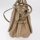 Chloe Paraty Hand Bag Leather Beige Gold Tone Auth mr3069-5