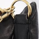 GUCCI Bamboo Hand Bag Leather Black Gold Tone 001 123 1577 Auth mr3072A-18