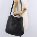 GUCCI Bamboo Hand Bag Leather Black Gold Tone 001 123 1577 Auth mr3072A-27