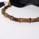 GUCCI Bamboo Hand Bag Leather Black Gold Tone 001 123 1577 Auth mr3072A-8