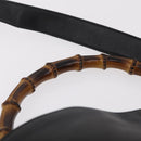 GUCCI Bamboo Hand Bag Leather Black Gold Tone 001 123 1577 Auth mr3072A-9