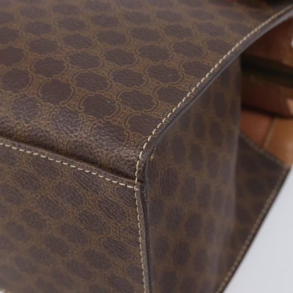 CELINE Macadam Hand Bag PVC Brown Gold Tone Auth mr3076A