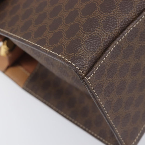 CELINE Macadam Hand Bag PVC Brown Gold Tone Auth mr3076A