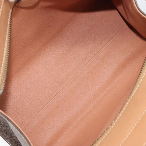 CELINE Macadam Hand Bag PVC Brown Gold Tone Auth mr3076A
