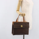 CELINE Macadam Hand Bag PVC Brown Gold Tone Auth mr3076A-24