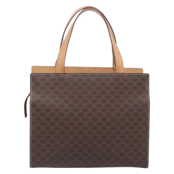CELINE Macadam Hand Bag PVC Brown Gold Tone Auth mr3076A