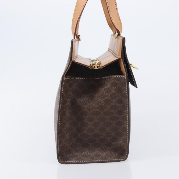 CELINE Macadam Hand Bag PVC Brown Gold Tone Auth mr3076A