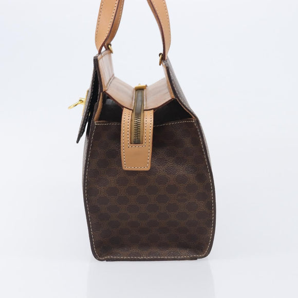 CELINE Macadam Hand Bag PVC Brown Gold Tone Auth mr3076A