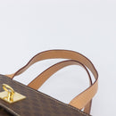 CELINE Macadam Hand Bag PVC Brown Gold Tone Auth mr3076A-8