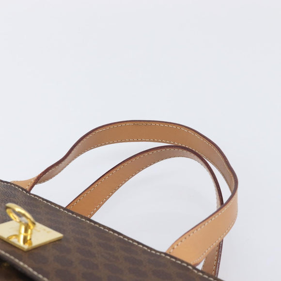 CELINE Macadam Hand Bag PVC Brown Gold Tone Auth mr3076A