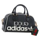 GUCCI Adidas Hand Bag Leather Black Gold Tone 702397 Auth mr3079V-1