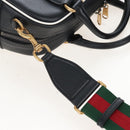 GUCCI Adidas Hand Bag Leather Black Gold Tone 702397 Auth mr3079V-10