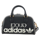 GUCCI Adidas Hand Bag Leather Black Gold Tone 702397 Auth mr3079V-2