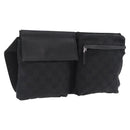 GUCCI GG Canvas Waist Bag Black Silver 28566 Auth mr3080A-1