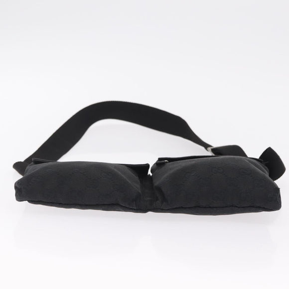 GUCCI GG Canvas Waist Bag Black Silver 28566 Auth mr3080A