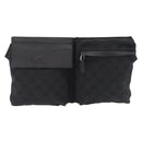 GUCCI GG Canvas Waist Bag Black Silver 28566 Auth mr3080A-13