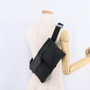 GUCCI GG Canvas Waist Bag Black Silver 28566 Auth mr3080A-26