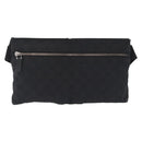 GUCCI GG Canvas Waist Bag Black Silver 28566 Auth mr3080A-2