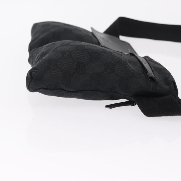 GUCCI GG Canvas Waist Bag Black Silver 28566 Auth mr3080A