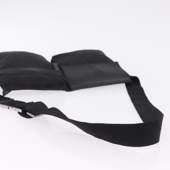 GUCCI GG Canvas Waist Bag Black Silver 28566 Auth mr3080A