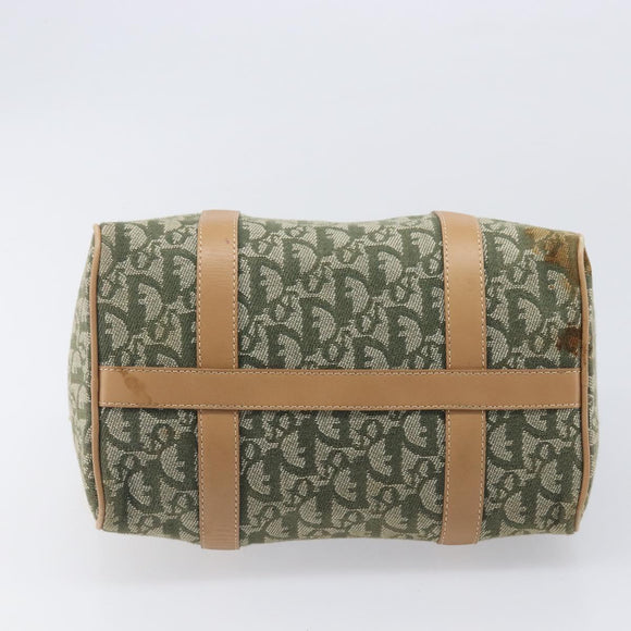 Christian Dior Trotter Canvas Hand Bag Khaki Gold Tone Auth mr3081