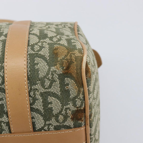 Christian Dior Trotter Canvas Hand Bag Khaki Gold Tone Auth mr3081