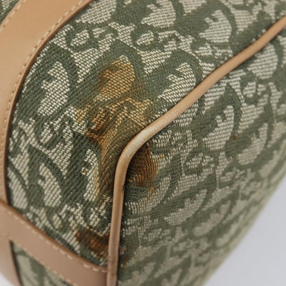 Christian Dior Trotter Canvas Hand Bag Khaki Gold Tone Auth mr3081