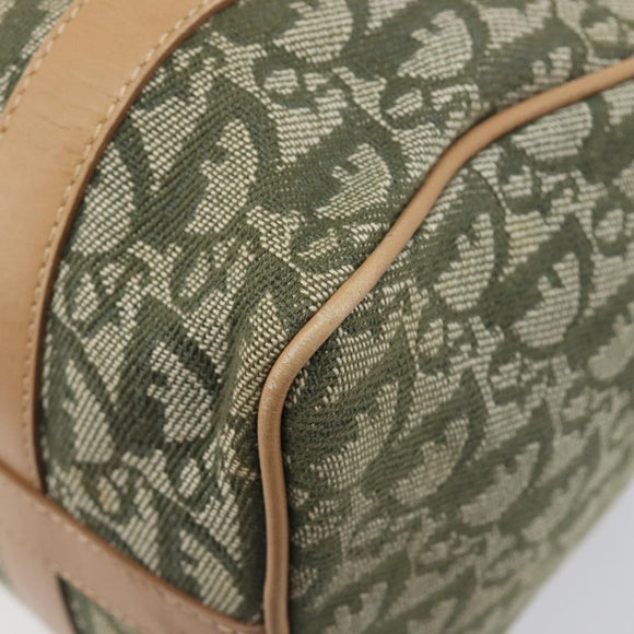Christian Dior Trotter Canvas Hand Bag Khaki Gold Tone Auth mr3081