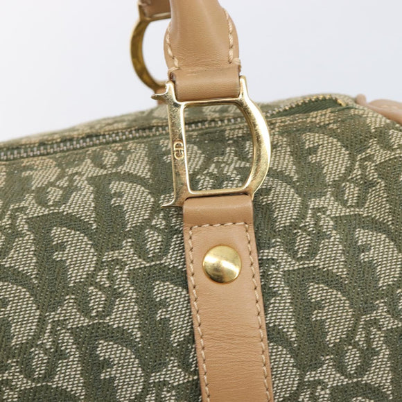 Christian Dior Trotter Canvas Hand Bag Khaki Gold Tone Auth mr3081