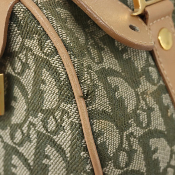 Christian Dior Trotter Canvas Hand Bag Khaki Gold Tone Auth mr3081