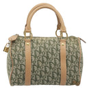 Christian Dior Trotter Canvas Hand Bag Khaki Gold Tone Auth mr3081-2