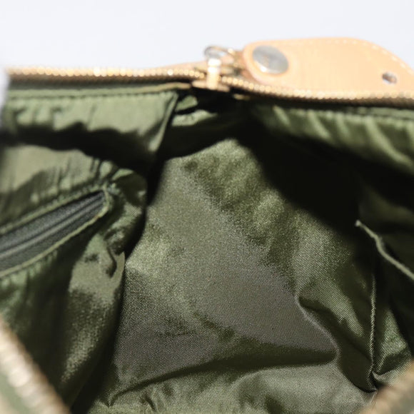 Christian Dior Trotter Canvas Hand Bag Khaki Gold Tone Auth mr3081