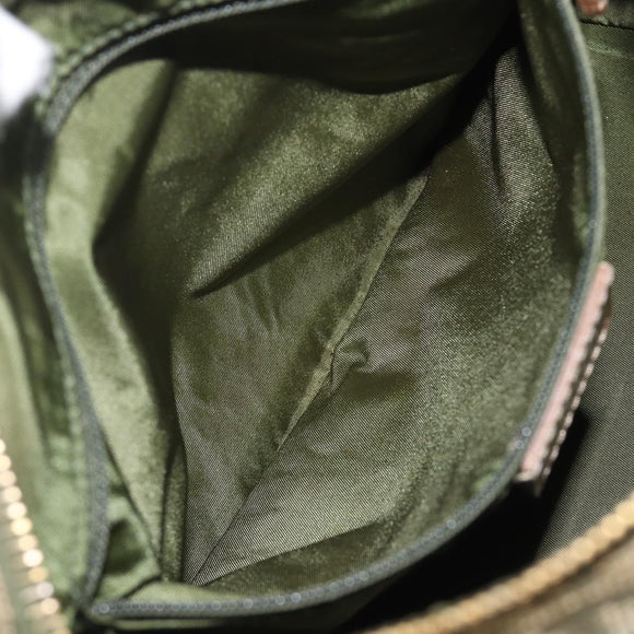 Christian Dior Trotter Canvas Hand Bag Khaki Gold Tone Auth mr3081