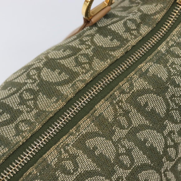 Christian Dior Trotter Canvas Hand Bag Khaki Gold Tone Auth mr3081