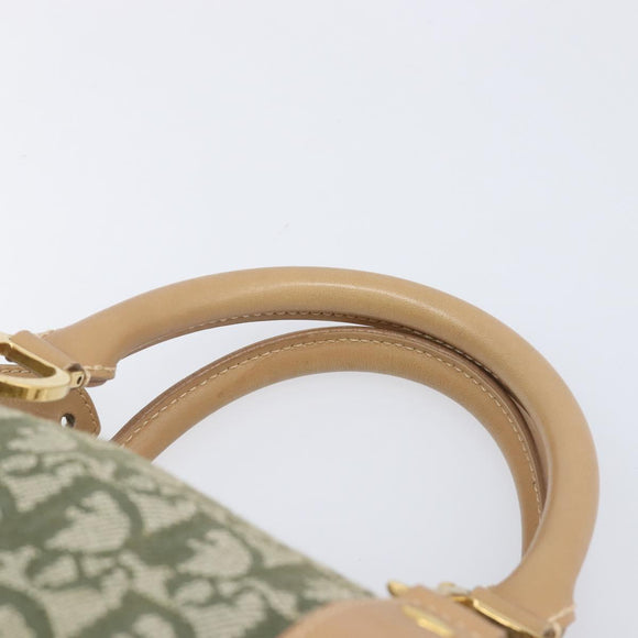 Christian Dior Trotter Canvas Hand Bag Khaki Gold Tone Auth mr3081