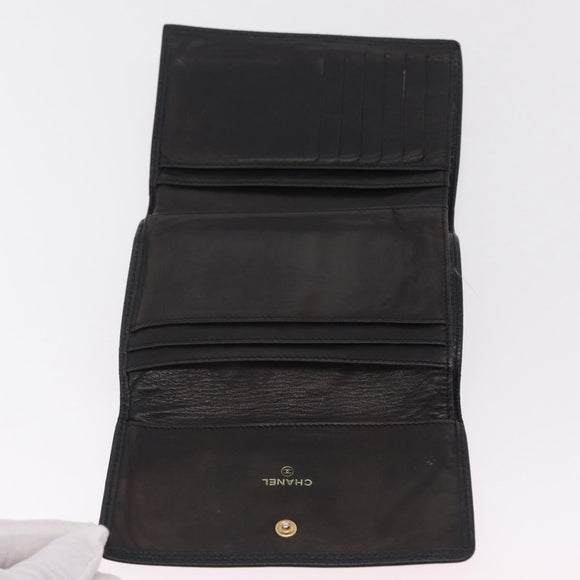 CHANEL Wallet Caviar Skin Black CC Auth mr3082