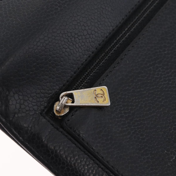 CHANEL Wallet Caviar Skin Black CC Auth mr3082