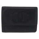 CHANEL Wallet Caviar Skin Black CC Auth mr3082-2