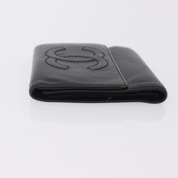 CHANEL Wallet Caviar Skin Black CC Auth mr3082
