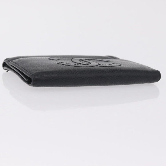 CHANEL Wallet Caviar Skin Black CC Auth mr3082