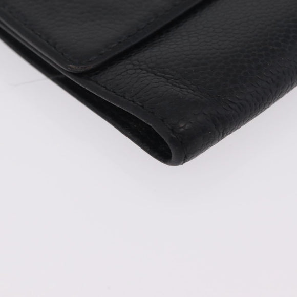 CHANEL Wallet Caviar Skin Black CC Auth mr3082