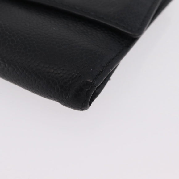 CHANEL Wallet Caviar Skin Black CC Auth mr3082