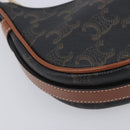 CELINE Accessory Pouch PVC Leather Brown Gold Tone Auth mr3085V-11
