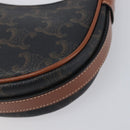 CELINE Accessory Pouch PVC Leather Brown Gold Tone Auth mr3085V-12