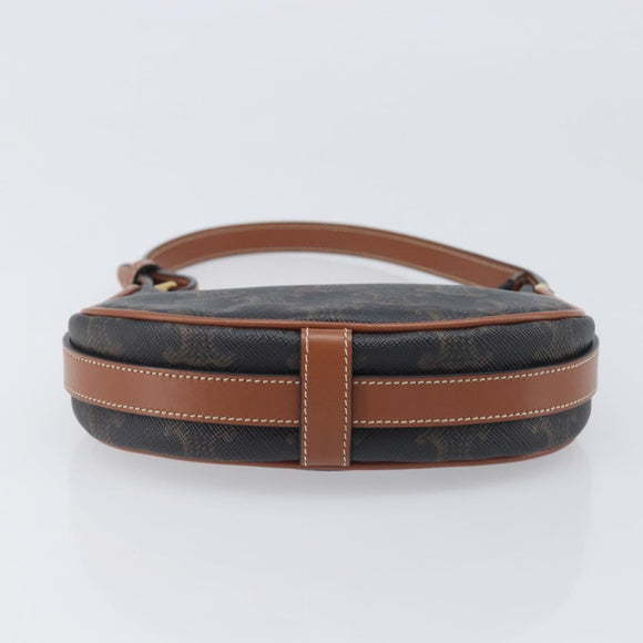 CELINE Accessory Pouch PVC Leather Brown Gold Tone Auth mr3085V
