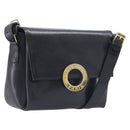 CELINE Shoulder Bag Leather Black Gold Tone Auth mr3087A-1