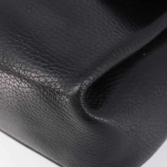 CELINE Shoulder Bag Leather Black Gold Tone Auth mr3087A